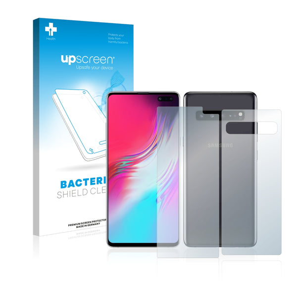 upscreen Bacteria Shield Clear Premium Antibacterial Screen Protector for Samsung Galaxy S10 5G (Front + Back)