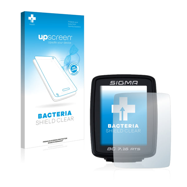 upscreen Bacteria Shield Clear Premium Antibacterial Screen Protector for Sigma BC 7.16 ATS