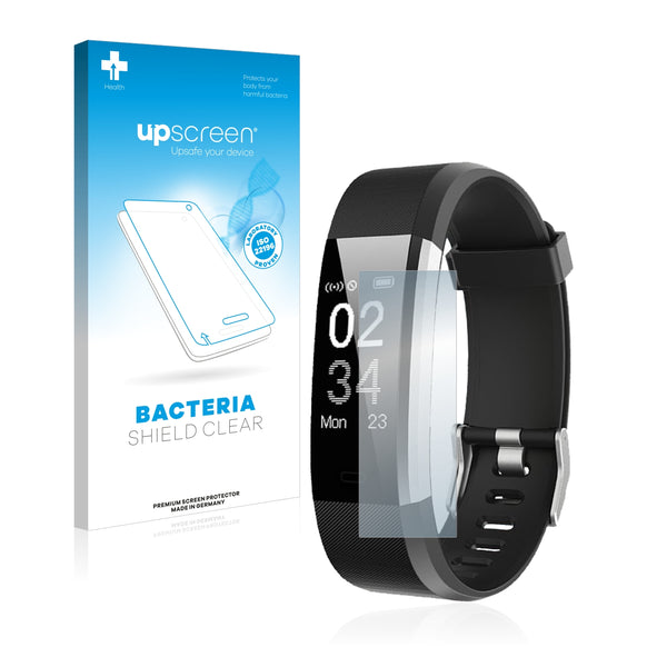 upscreen Bacteria Shield Clear Premium Antibacterial Screen Protector for Chereeki Fitness Tracker ID115 Plus