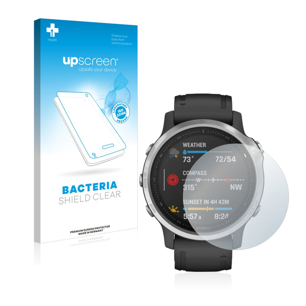upscreen Bacteria Shield Clear Premium Antibacterial Screen Protector for Garmin Fenix 6S