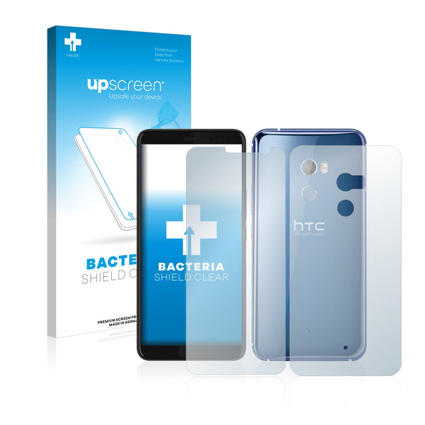 upscreen Bacteria Shield Clear Premium Antibacterial Screen Protector for HTC U11 Plus (Front + Back)