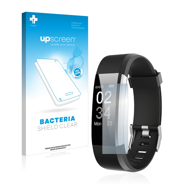 upscreen Bacteria Shield Clear Premium Antibacterial Screen Protector for Aisirer Fitness Tracker ID115 Plus