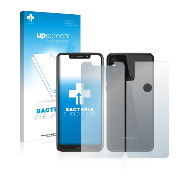 upscreen Bacteria Shield Clear Premium Antibacterial Screen Protector for Motorola One (Front + Back)
