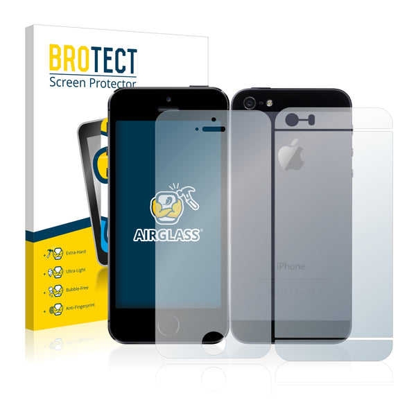 BROTECT AirGlass Glass Screen Protector for Apple iPhone 5S (Front + Back)