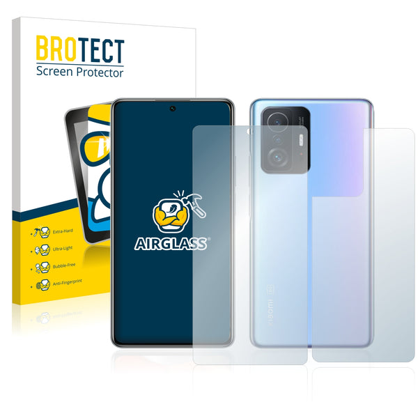 BROTECT AirGlass Glass Screen Protector for Xiaomi 11T Pro (Front + Back)