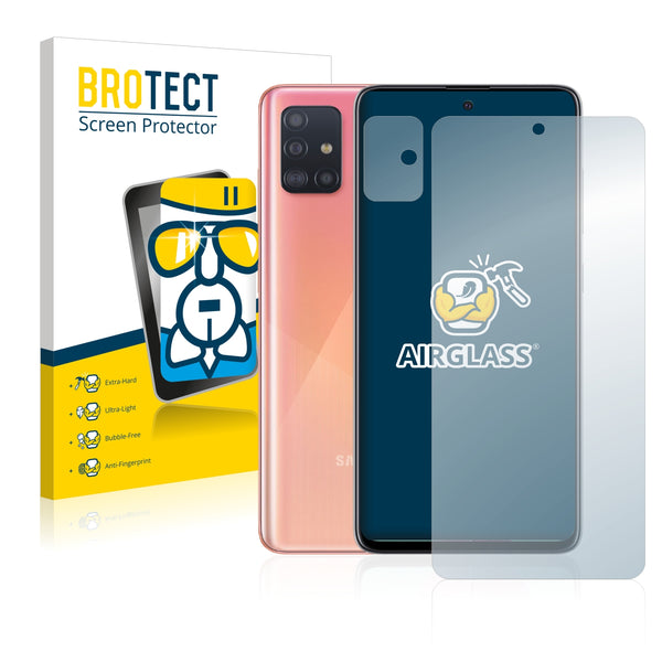 BROTECT AirGlass Glass Screen Protector for Samsung Galaxy A51 (Front + cam)