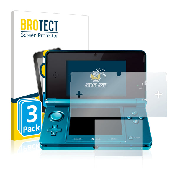 3x BROTECT AirGlass Glass Screen Protector for Nintendo 3DS