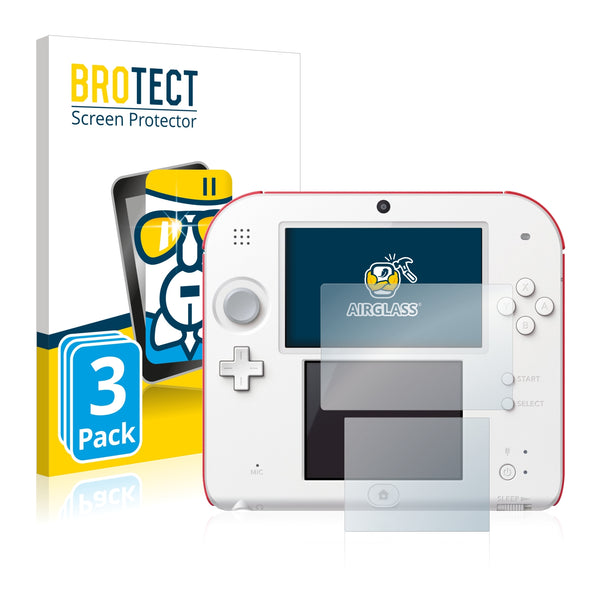 3x BROTECT AirGlass Glass Screen Protector for Nintendo 2DS