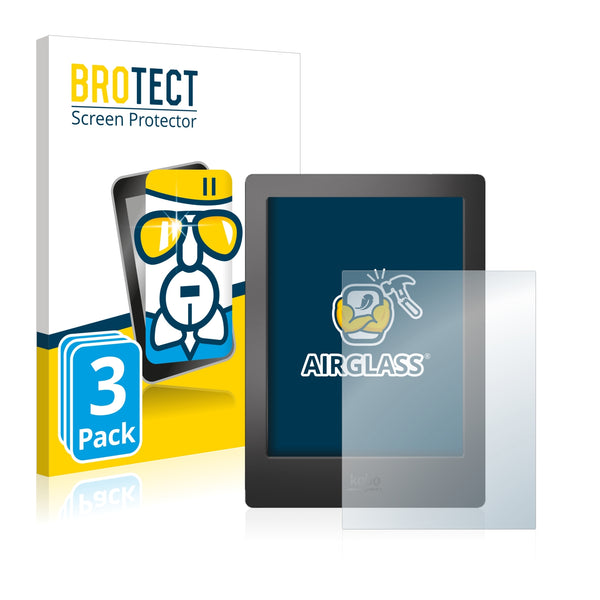 3x BROTECT AirGlass Glass Screen Protector for Kobo Aura H2O