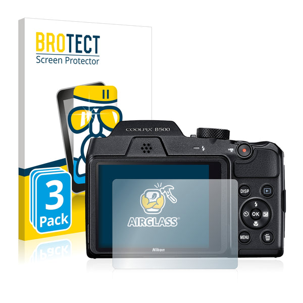 3x BROTECT AirGlass Glass Screen Protector for Nikon Coolpix B500