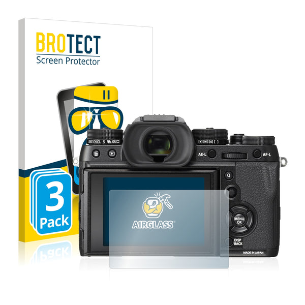 3x BROTECT AirGlass Glass Screen Protector for FujiFilm X-T2