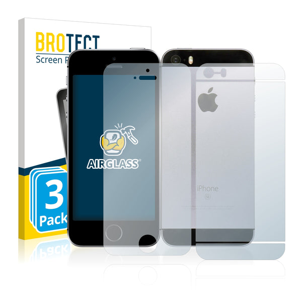 3x BROTECT AirGlass Glass Screen Protector for Apple iPhone SE (Front + Back)