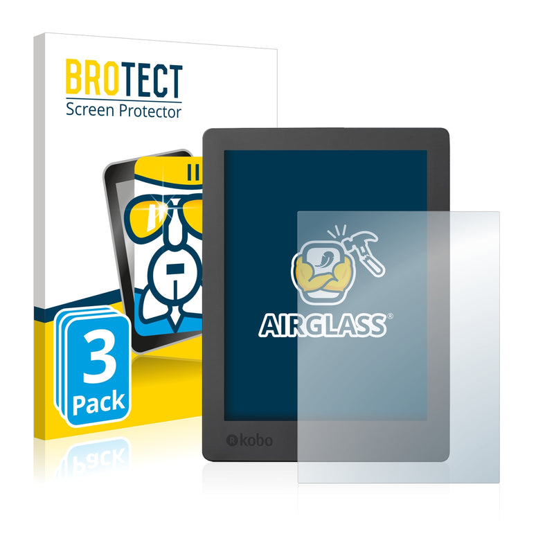 3x BROTECT AirGlass Glass Screen Protector for Kobo Aura H2O Edition 2