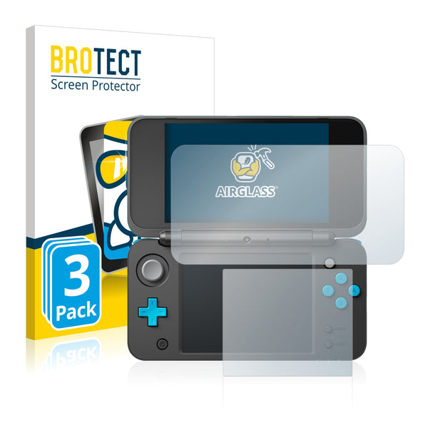 3x BROTECT AirGlass Glass Screen Protector for New Nintendo 2DS XL