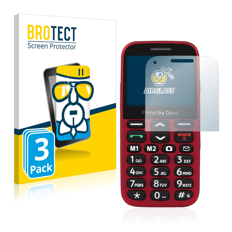 3x BROTECT AirGlass Glass Screen Protector for Doro Primo 366