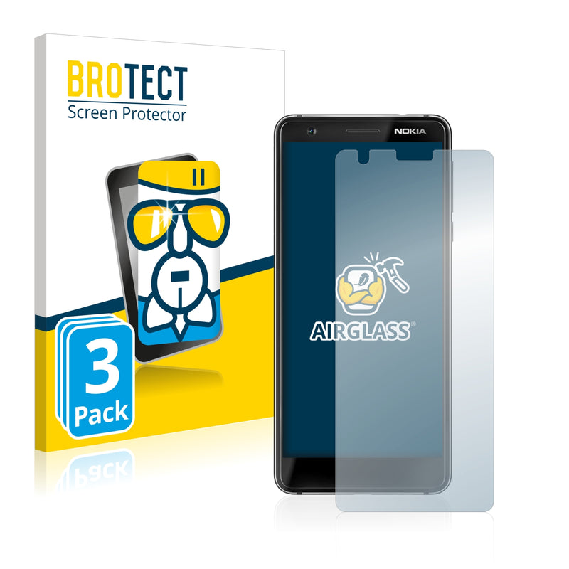 3x BROTECT AirGlass Glass Screen Protector for Nokia 3.1