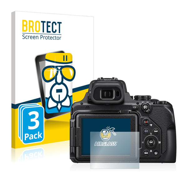 3x BROTECT AirGlass Glass Screen Protector for Nikon Coolpix P1000