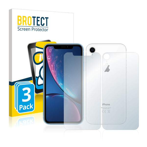 3x BROTECT AirGlass Glass Screen Protector for Apple iPhone XR (Front + Back)