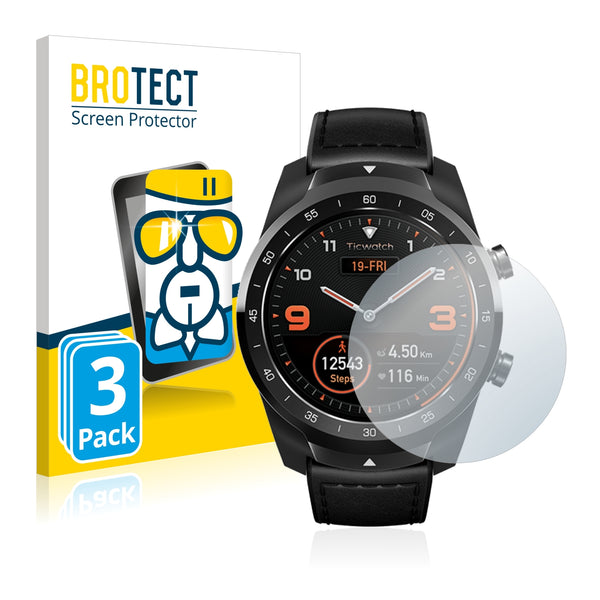 3x BROTECT AirGlass Glass Screen Protector for Mobvoi Ticwatch Pro 2018