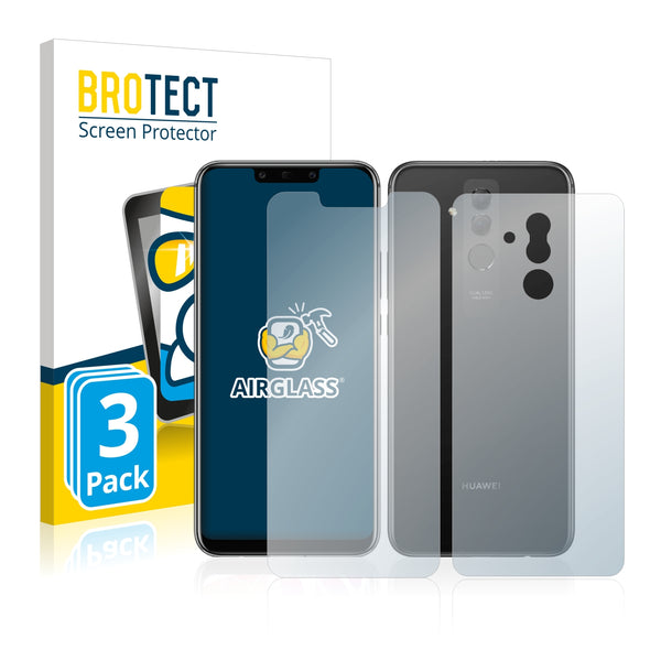 3x BROTECT AirGlass Glass Screen Protector for Huawei Mate 20 lite (Front + Back)