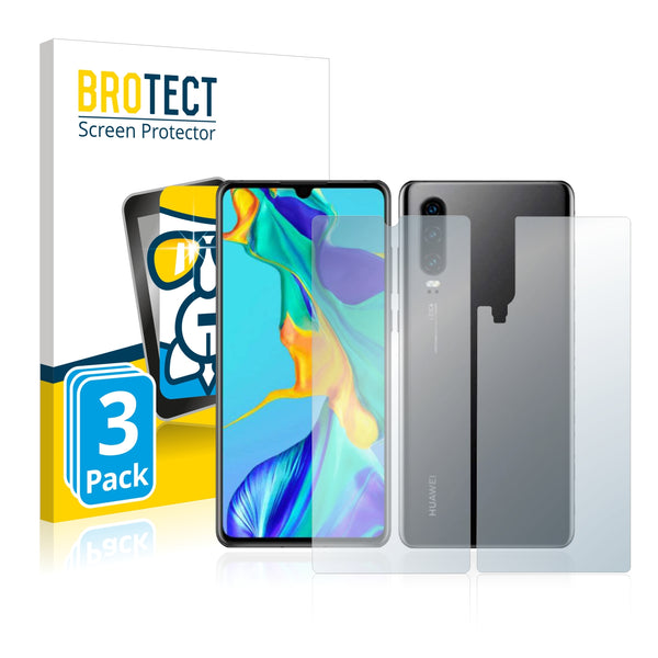 3x BROTECT AirGlass Glass Screen Protector for Huawei P30 (Front + Back)