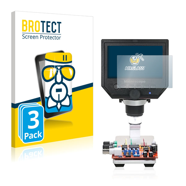 3x BROTECT AirGlass Glass Screen Protector for KKmoon Digital Mikroskop (4.3)