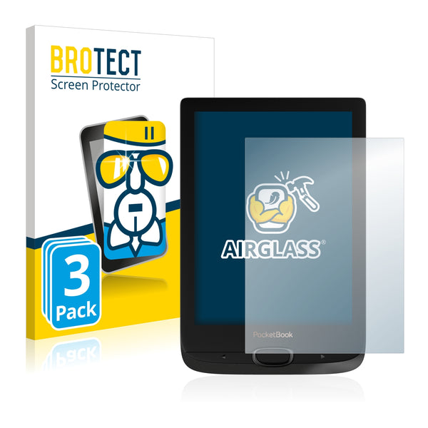 3x BROTECT AirGlass Glass Screen Protector for PocketBook Basic Lux 2