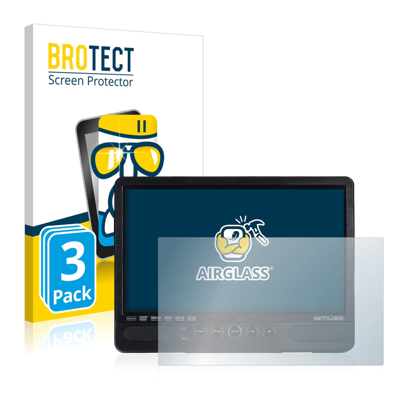 3x BROTECT AirGlass Glass Screen Protector for Muse M-1095 CVB