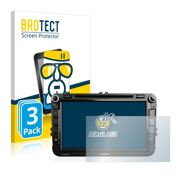 3x BROTECT AirGlass Glass Screen Protector for Zenec Z-E2050
