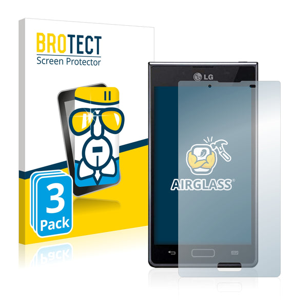 3x BROTECT AirGlass Glass Screen Protector for LG Electronics P705 Optimus L7
