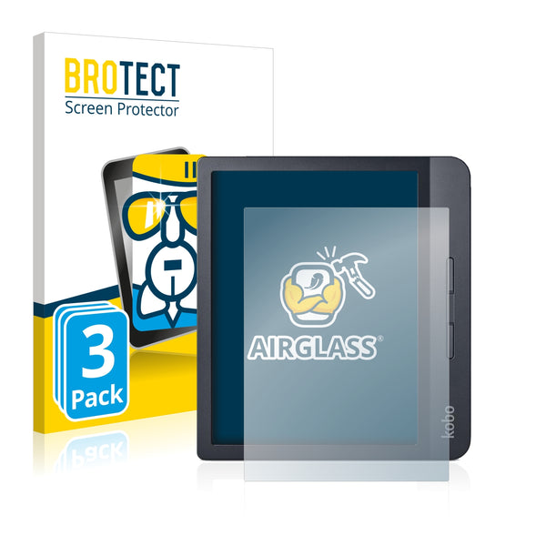 3x BROTECT AirGlass Glass Screen Protector for Kobo Libra H2O
