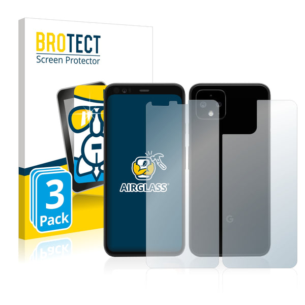 3x BROTECT AirGlass Glass Screen Protector for Google Pixel 4 (Front + Back)