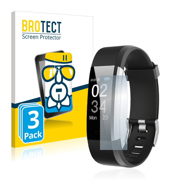 3x BROTECT AirGlass Glass Screen Protector for Chereeki Fitness Tracker ID115 Plus