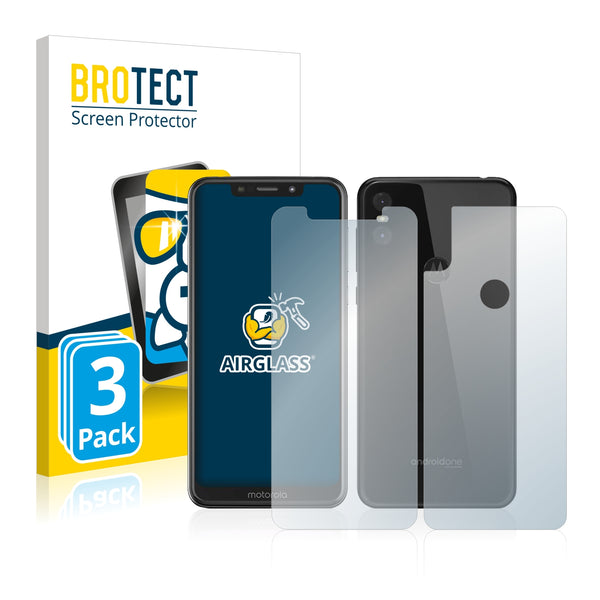 3x BROTECT AirGlass Glass Screen Protector for Motorola One (Front + Back)