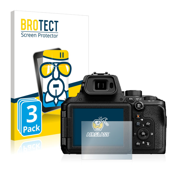 3x BROTECT AirGlass Glass Screen Protector for Nikon Coolpix P950