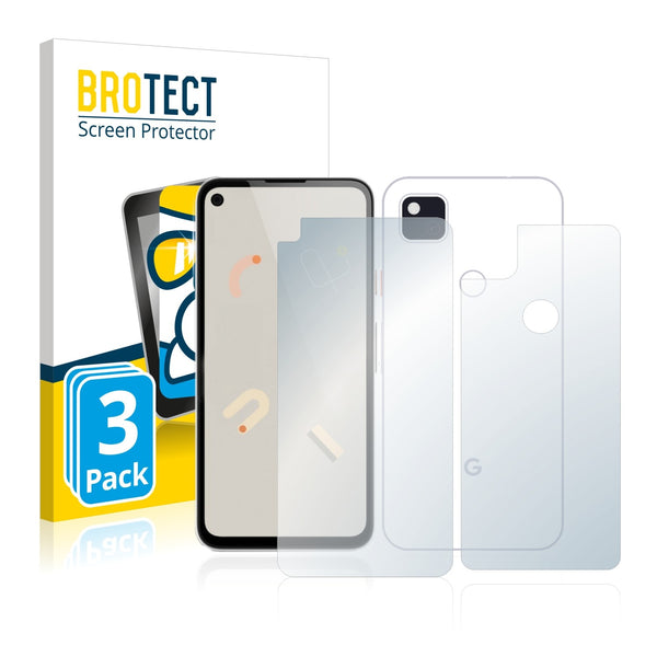 3x BROTECT AirGlass Glass Screen Protector for Google Pixel 4a (Front + Back)