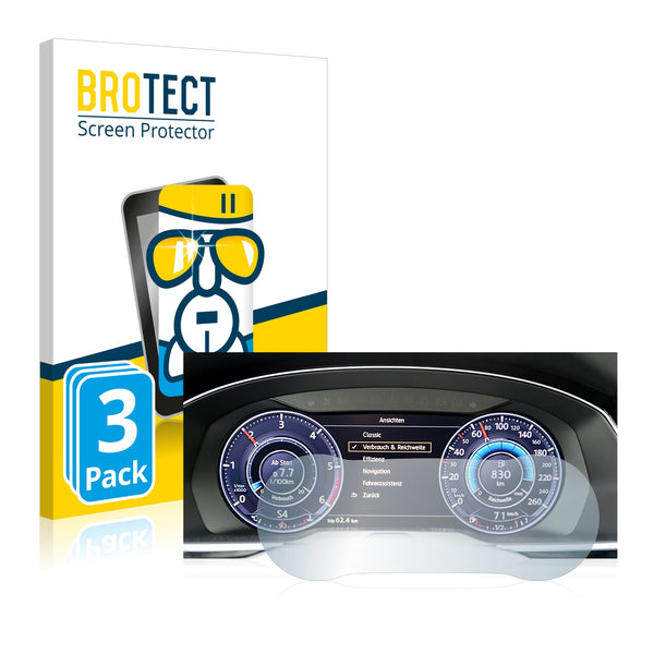3x BROTECT AirGlass Glass Screen Protector for Volkswagen Arteon 2017 Active Info Chockpit 12.3