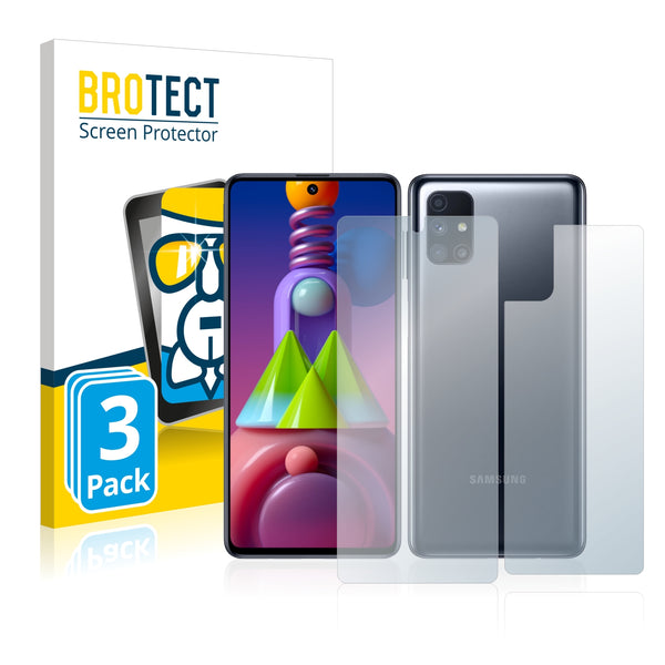 3x BROTECT AirGlass Glass Screen Protector for Samsung Galaxy M51 (Front + Back)