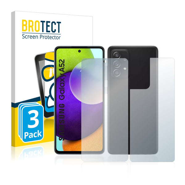 3x BROTECT AirGlass Glass Screen Protector for Samsung Galaxy A52 5G (Front + Back)