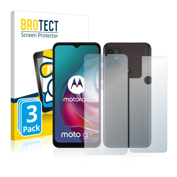 3x BROTECT AirGlass Glass Screen Protector for Motorola Moto G30 (Front + Back)