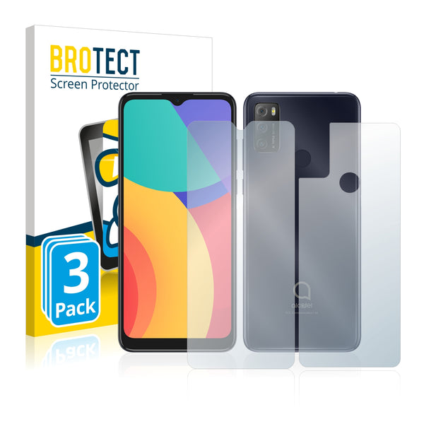 3x BROTECT AirGlass Glass Screen Protector for Alcatel 1S 2021 (Front + Back)