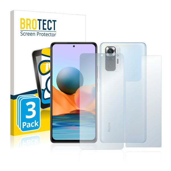 3x BROTECT AirGlass Glass Screen Protector for Xiaomi Redmi Note 10 (Front + Back)