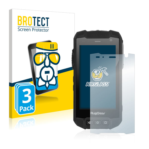 3x BROTECT AirGlass Glass Screen Protector for RugGear RG530