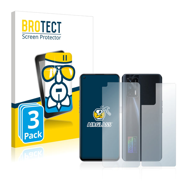 3x BROTECT AirGlass Glass Screen Protector for Realme X7 Max 5G (Front + Back)