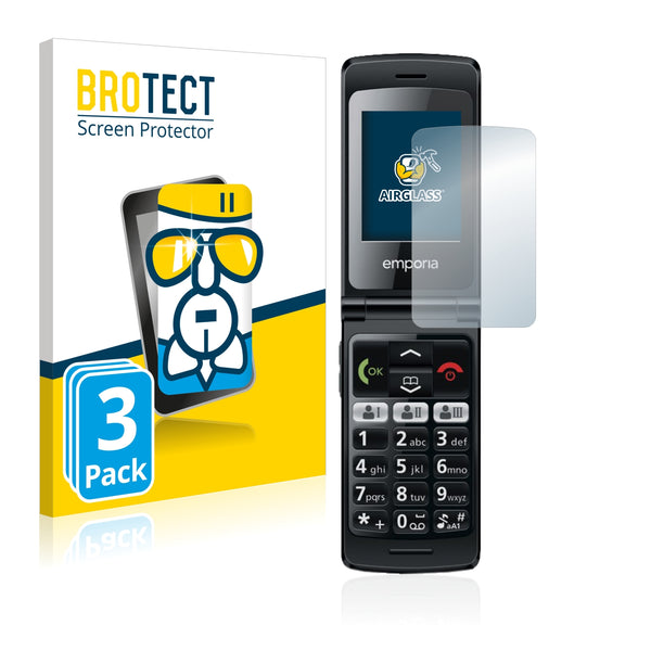 3x BROTECT AirGlass Glass Screen Protector for Emporia emporiaFLIPbasic