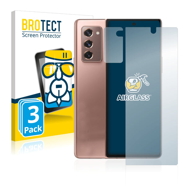 3x BROTECT AirGlass Glass Screen Protector for Samsung Galaxy Z Fold 2 5G (Front + cam)