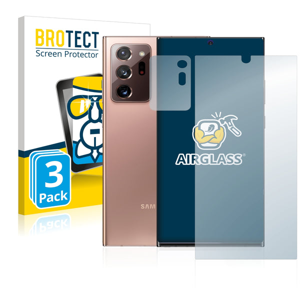 3x BROTECT AirGlass Glass Screen Protector for Samsung Galaxy Note 20 Ultra 5G (Front + cam)