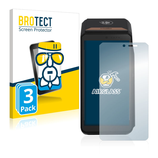 3x BROTECT AirGlass Glass Screen Protector for Ingenico Axium DX8000