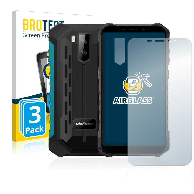 3x BROTECT AirGlass Glass Screen Protector for Ulefone Armor X9 (Front + cam)