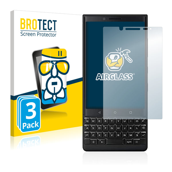 3x BROTECT AirGlass Glass Screen Protector for BlackBerry Key2 (Dual Sim)